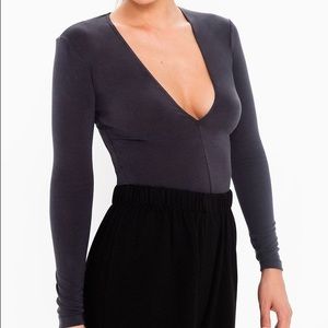 American Apparel deep plunge black top